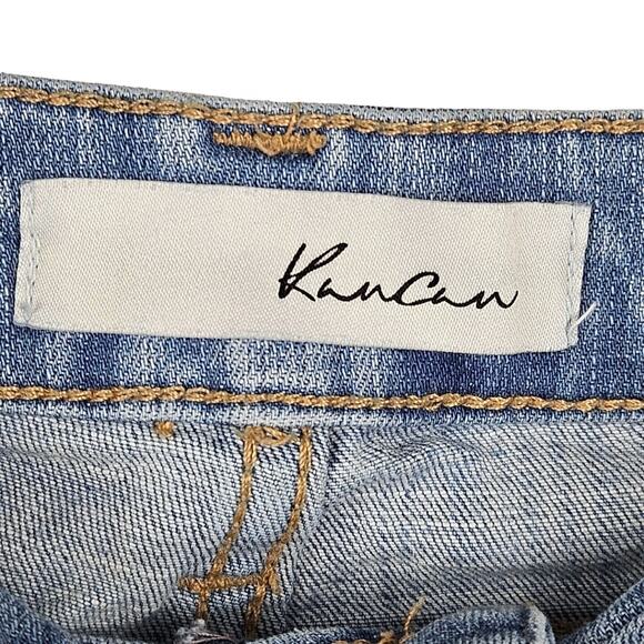 Kancan Mid Rise Ankle Skinny Jeans Size 5 /26 Raw Hem Distressed Fringe Juniors - Picture 6 of 10